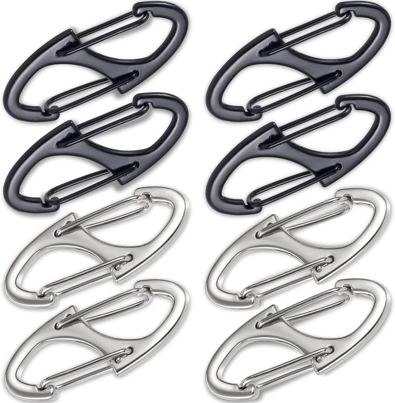 Deozu 8 Pcs Zipper Clip Anti Theft Deterrent, Dual Opening Safety Zipper Locks Pull Replacement for Backpacks, Camping, Suitcases, Purse (Black, Silver) - Image 1